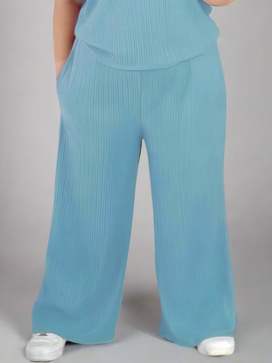 Pluswear Premium Pocket Wide Leg Pants (Baby Blue)