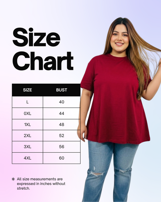 Pluswear Everyday Drop Shoulder A-Line Cotton Tshirt (Red)