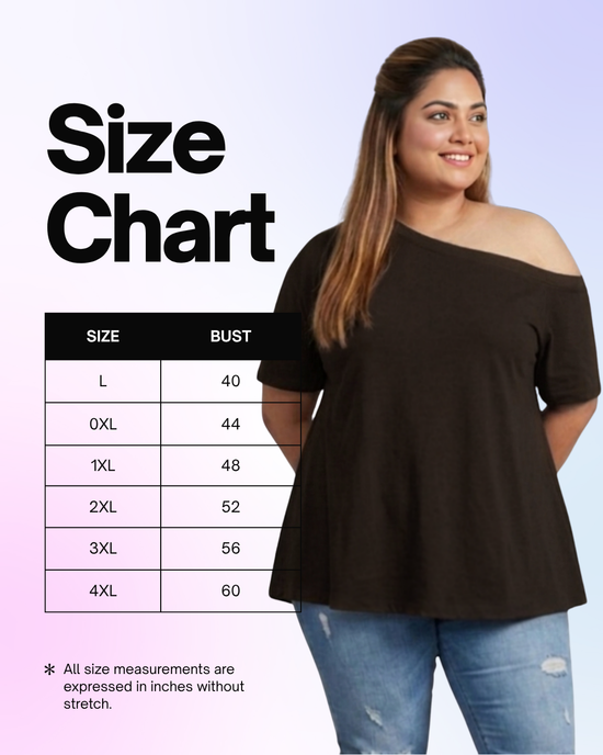 Pluswear Everyday One Shoulder A-Line Cotton Tshirt (Dark Brown)