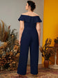 Plus Off Shoulder Pocket Jumpsuit D3292