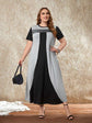 Plus Colorblock Glitter Panel Tee Dress k50