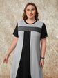 Plus Colorblock Glitter Panel Tee Dress k50