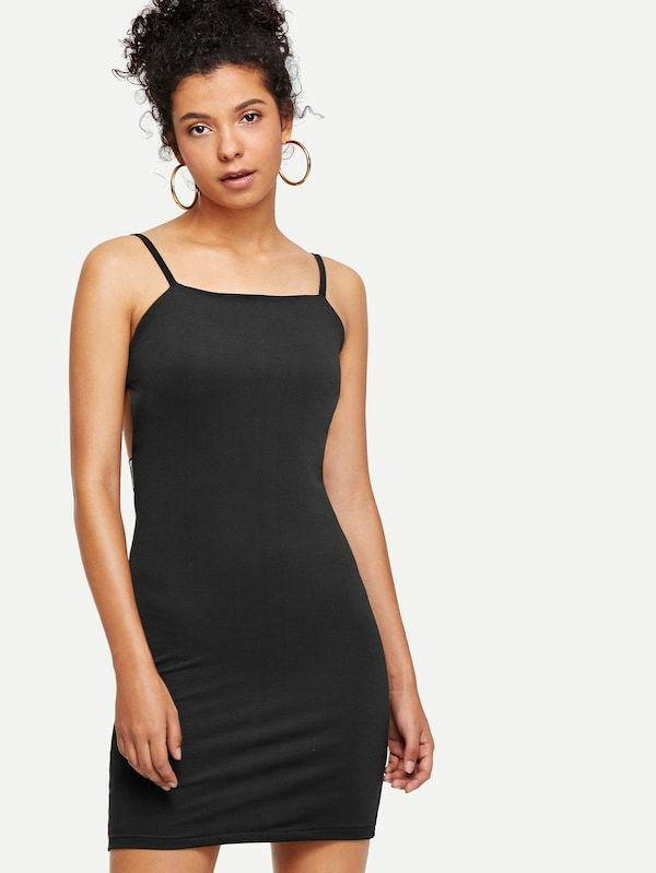 Plus Solid Ribbed Cami Dress