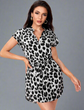 Plus Leopard Print Notch Neck Belted Dress D608