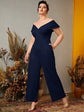 Plus Off Shoulder Pocket Jumpsuit D3292