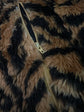 Plus zebra Print Fur Zip Front Hooded Onesie With Tail Attached