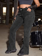 Plus Asymmetrical waist Split Hem Flare Leg Jeans J440