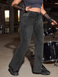 Plus Asymmetrical waist Split Hem Flare Leg Jeans J440