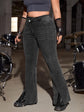 Plus Asymmetrical waist Split Hem Flare Leg Jeans J440