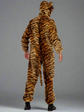 Plus zebra Print Fur Zip Front Hooded Onesie With Tail Attached