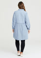 Plus Button Up Cotton Denim Shirt Dress With Pockets D4021