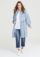 Plus Button Up Cotton Denim Shirt Dress With Pockets D4021