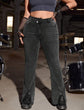 Plus Asymmetrical waist Split Hem Flare Leg Jeans J440