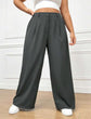 Pluswear Premium Plicated Hem Wide Leg High Waisted Pants(Charcoal Grey)