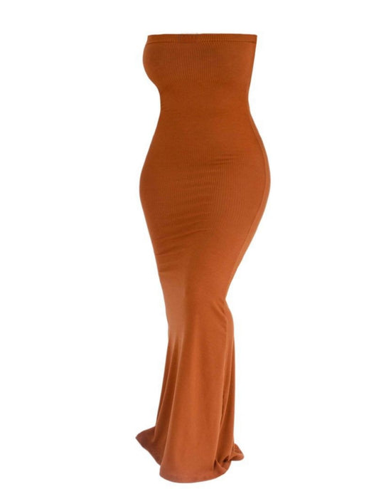 Plus Ribbed Tube Mermaid Hem Dress D3277