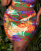 Plus Tropical Print Twist Front Skirt T2254