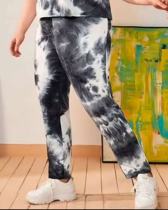 Plus Tie Dye Elastic Waist Pants T2268