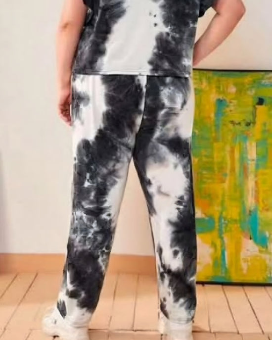 Plus Tie Dye Elastic Waist Pants T2268