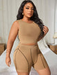 Plus Ribbed Tank Top & Top-Stitching Ribbed Biker Shorts CO1