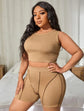 Plus Ribbed Tank Top & Top-Stitching Ribbed Biker Shorts CO1