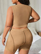 Plus Ribbed Tank Top & Top-Stitching Ribbed Biker Shorts CO1