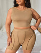 Plus Ribbed Tank Top & Top-Stitching Ribbed Biker Shorts CO1