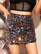 Plus High Waist Sequin Bodycon Skirt T222