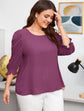 Plus Solid Flounce Sleeve Blouse T30