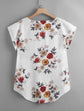 Plus Floral Print Dip Hem Blouse T37