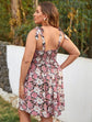 Plus Floral Print Shirred Tie Shoulder Cami Dress d87