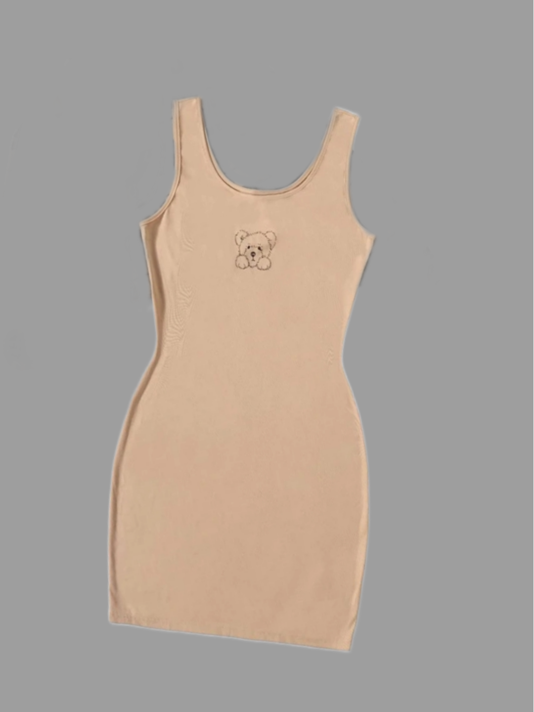 Plus Bear Print Ribbed Cami Dress K199