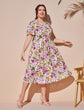 Plus All Over Floral Print Dress D283