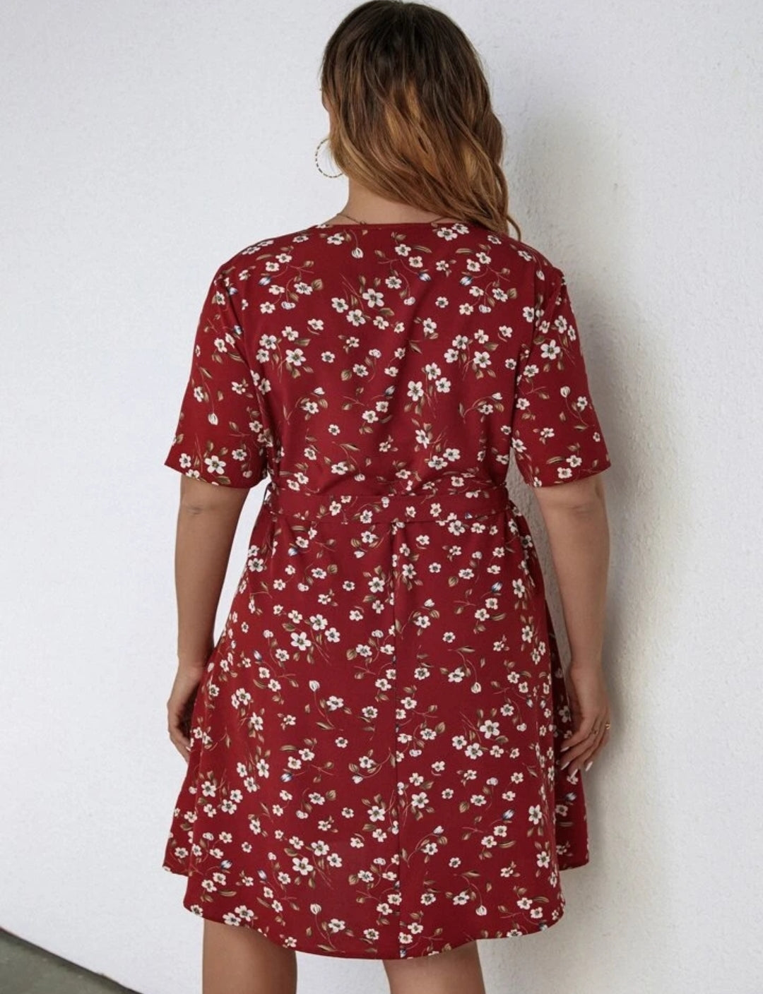 Plus Floral Print Dress without belt D301