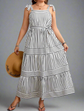 Plus Striped Knot Shoulder Belted Dress D1916