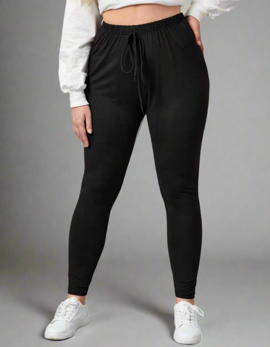 Plus Knot Front Solid Pocket Leggings T167