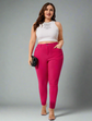 Plus High Waist Skinny Jeans(Hot Pink)J26