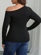 Pluswear Premium Asymmetric Shoulder Ribbed Top