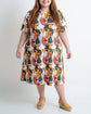 Pluswear Everyday Drop Shoulder Abstract Print Pocket A-Line Tshirt Dress