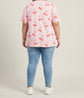 Pluswear Everyday Drop Shoulder Cherry Gingham Print A-Line Tshirt
