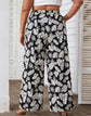 Plus Leaf Print Elastic Waist Pants T2415
