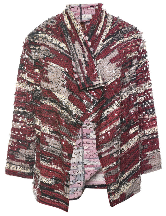 Plus Hollow Textured Waterfall Neck Shrug D3318