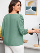 Plus Solid Flounce Sleeve Blouse T1216