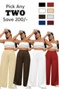 SAVE Rs. 200 - Pluswear Everyday Slip On Pocket Wide Leg High Waisted Pants - Buy 2 Offer