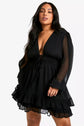 Plus Tiered Flounce Sleeve Smock Dress D3300