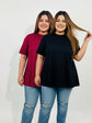 2-Pack Pluswear Everyday Drop Shoulder A-Line Cotton Tshirt (Black & Red)