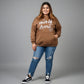 Pluswear Kaleshi Aurat Printed Oversized Pocket Fleece Hoodie (Brown)