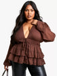 Plus Tiered Chiffon Peplum Top D3325