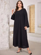 Plus Trumpet Sleeve Solid Dress D2070