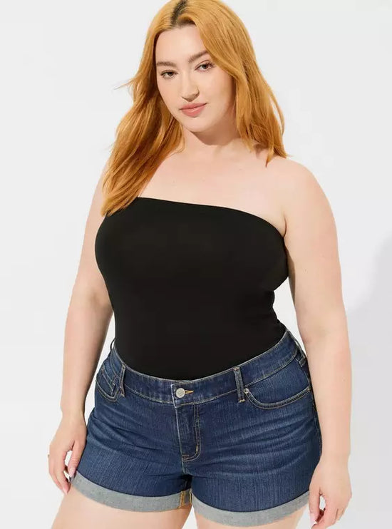 Pluswear Premium Ribbed Tube Top (Black)