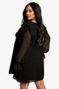 Plus Ruffle Smock Mini Chiffon Dress D4014